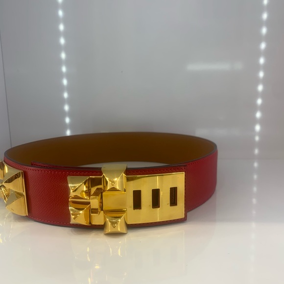 CDC HERMES Red and gold belt. Sz: 75 - Picture 2 of 6